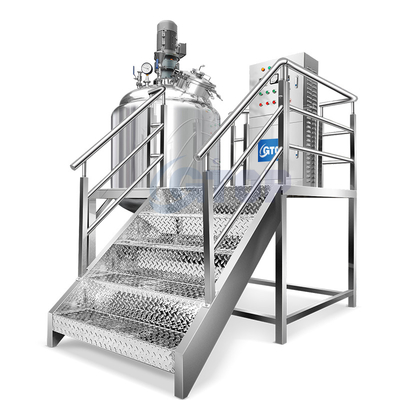 Chemical Emulsifying Jacket Heating And Homogenizer Tank Vacuum Mixing Pointing To Cream And Lotion